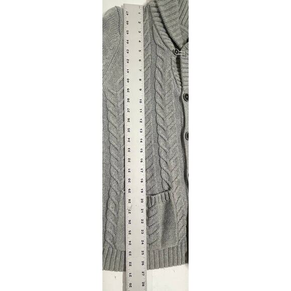 H&M Sweater Women Size M Gray Cable Knit Cardigan Button Up Long Sleeve Preppy - Picture 5 of 6